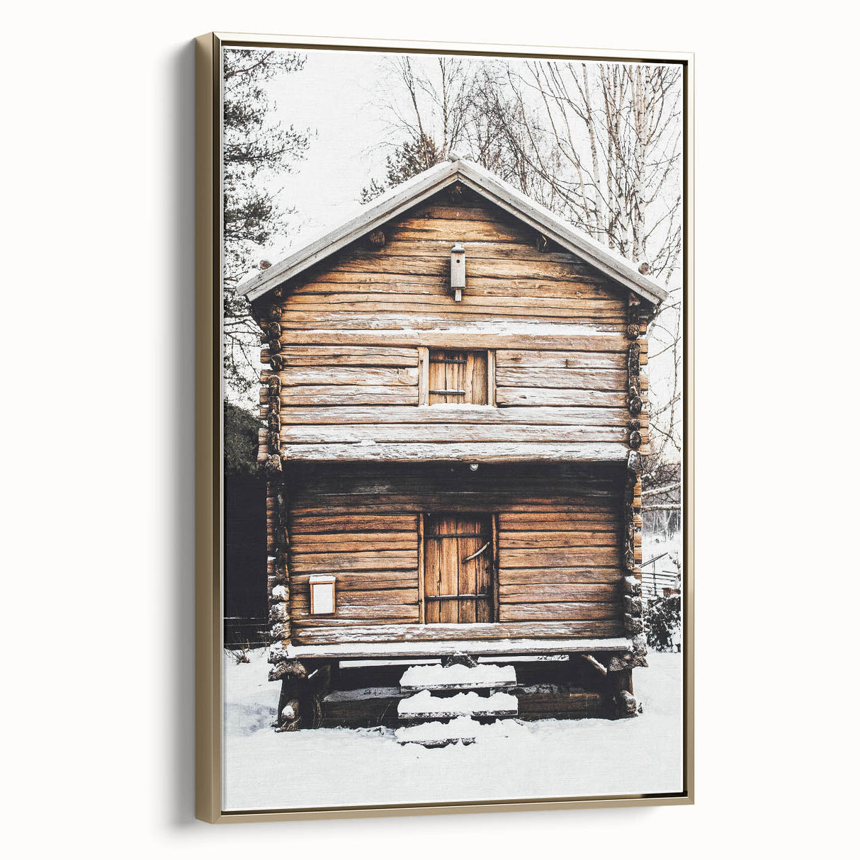 Winter Cabin Solace - Rustic Snowscape Art