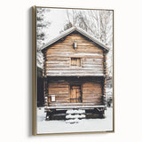 Winter Cabin Solace - Rustic Snowscape Art