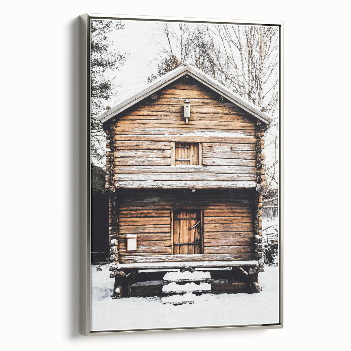 Winter Cabin Solace - Rustic Snowscape Art