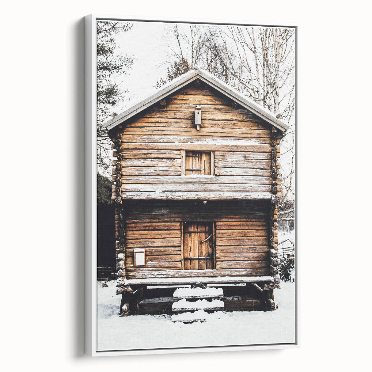 Winter Cabin Solace - Rustic Snowscape Art