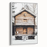 Winter Cabin Solace - Rustic Snowscape Art