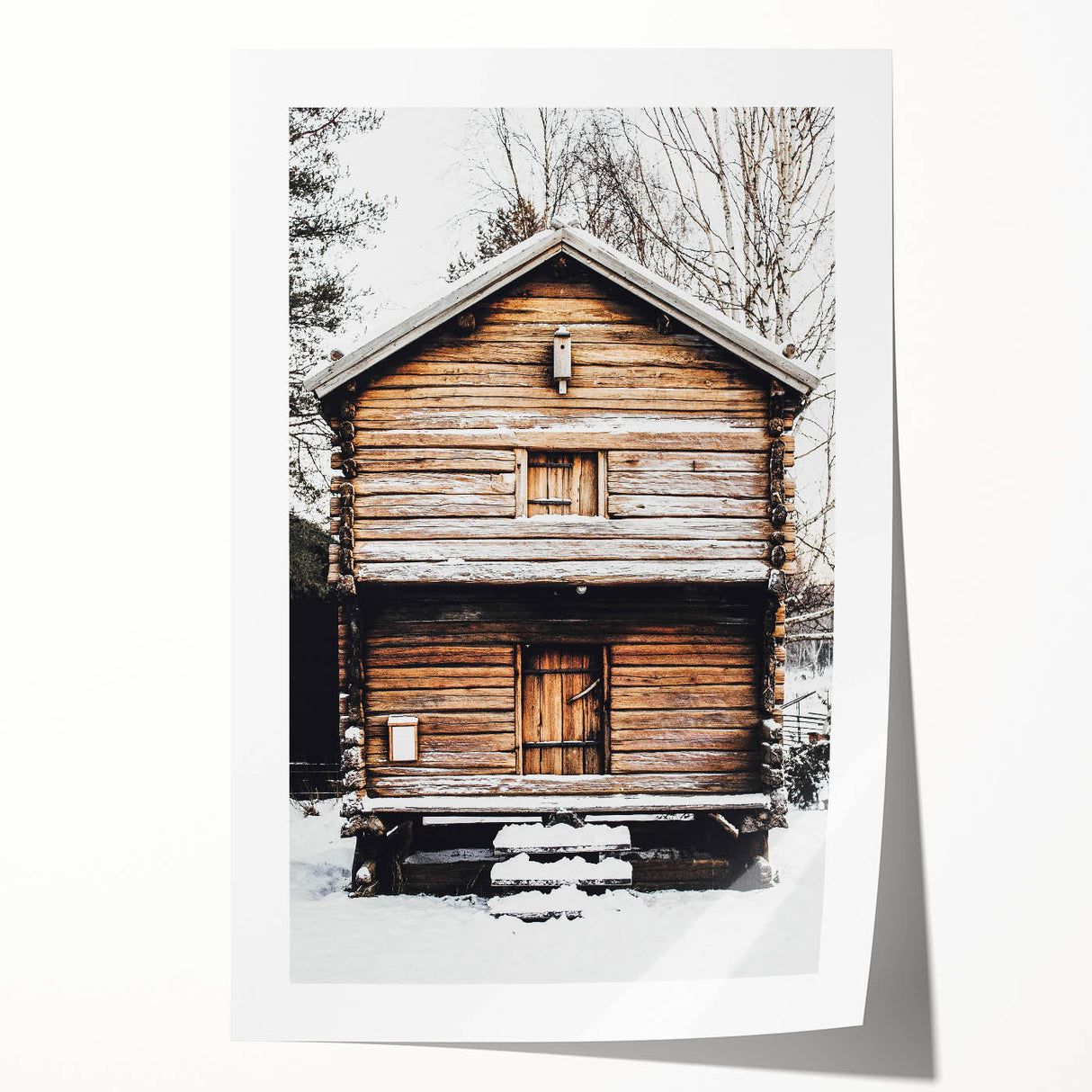 Winter Cabin Solace - Rustic Snowscape Art