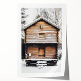 Winter Cabin Solace - Rustic Snowscape Art