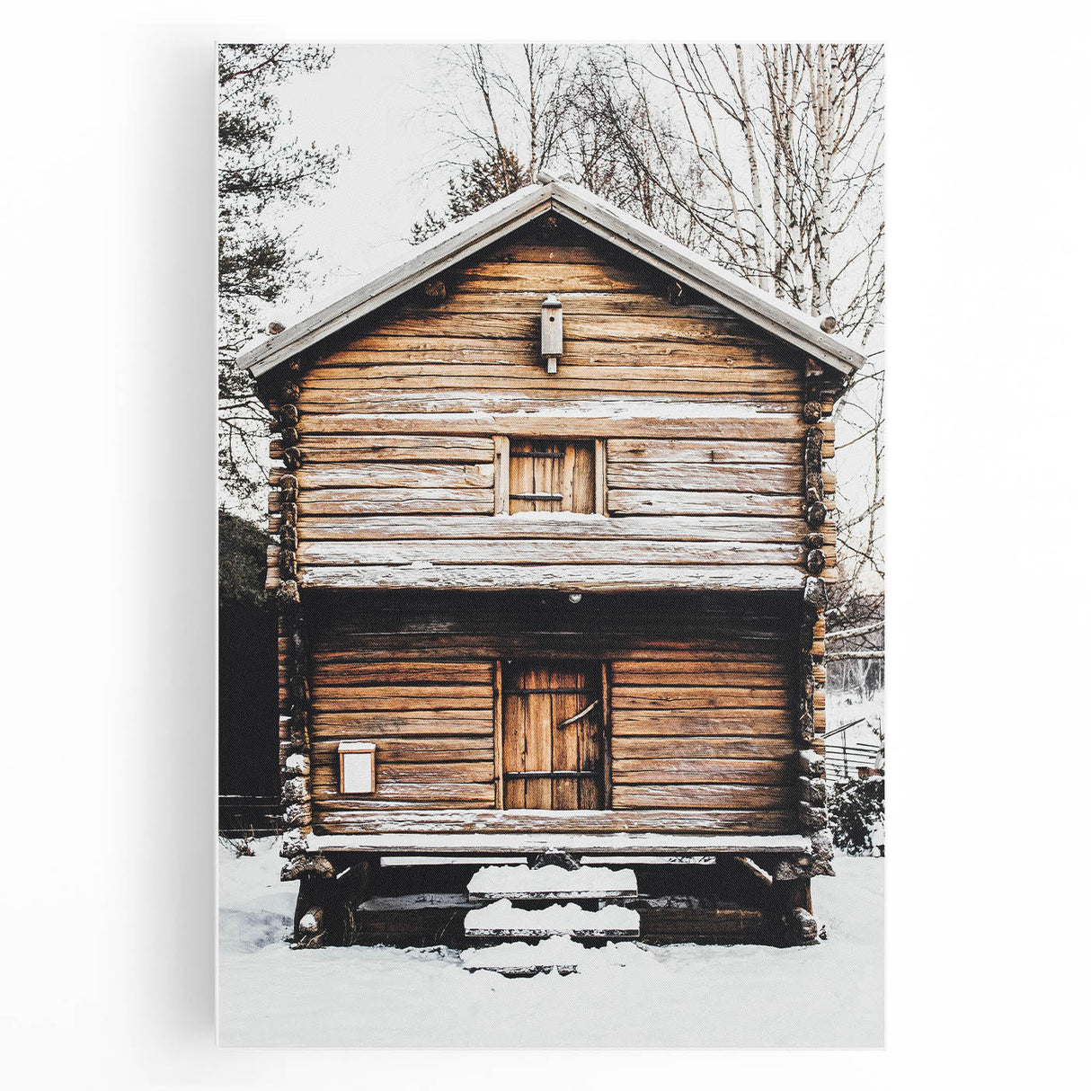 Winter Cabin Solace - Rustic Snowscape Art