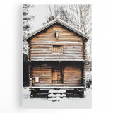 Winter Cabin Solace - Rustic Snowscape Art