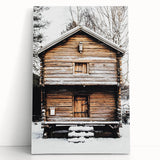 Winter Cabin Solace - Rustic Snowscape Art