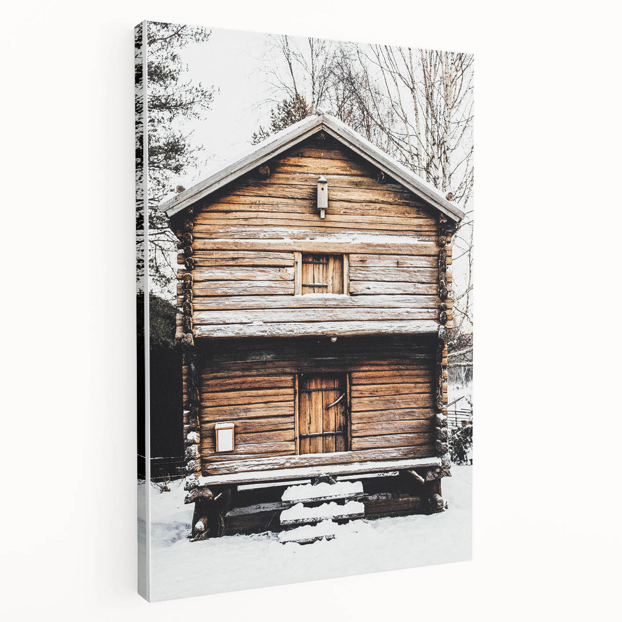 Winter Cabin Solace - Rustic Snowscape Art