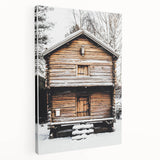 Winter Cabin Solace - Rustic Snowscape Art