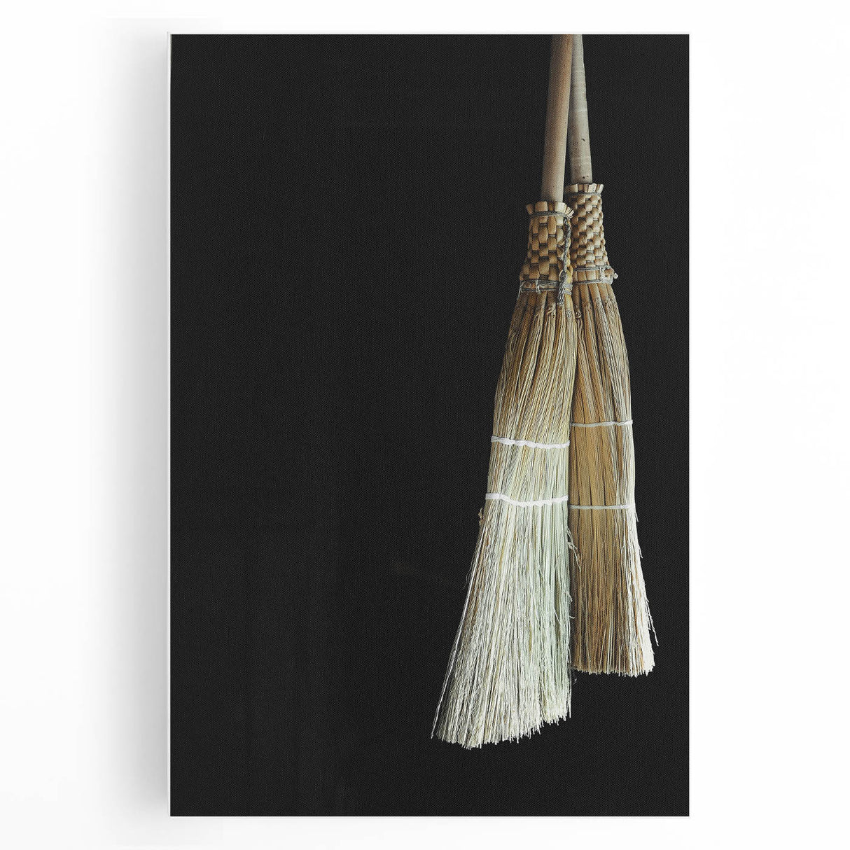 Traditional Broom Pair - Rustic Household Wall Art