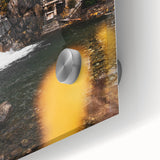 Old Mill by the Waterfall - Rustic Autumn Landscape Art