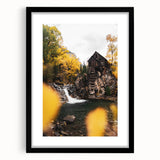 Old Mill by the Waterfall - Rustic Autumn Landscape Art