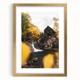 Old Mill by the Waterfall - Rustic Autumn Landscape Art