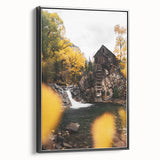 Old Mill by the Waterfall - Rustic Autumn Landscape Art