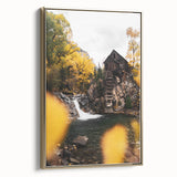 Old Mill by the Waterfall - Rustic Autumn Landscape Art