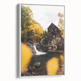 Old Mill by the Waterfall - Rustic Autumn Landscape Art