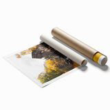 Old Mill by the Waterfall - Rustic Autumn Landscape Art