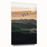 Twilight Flight Over Hills - Rustic Landscape Art