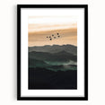 Twilight Flight Over Hills - Rustic Landscape Art