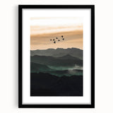Twilight Flight Over Hills - Rustic Landscape Art