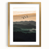 Twilight Flight Over Hills - Rustic Landscape Art