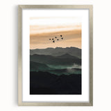 Twilight Flight Over Hills - Rustic Landscape Art