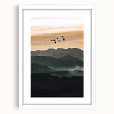 Twilight Flight Over Hills - Rustic Landscape Art