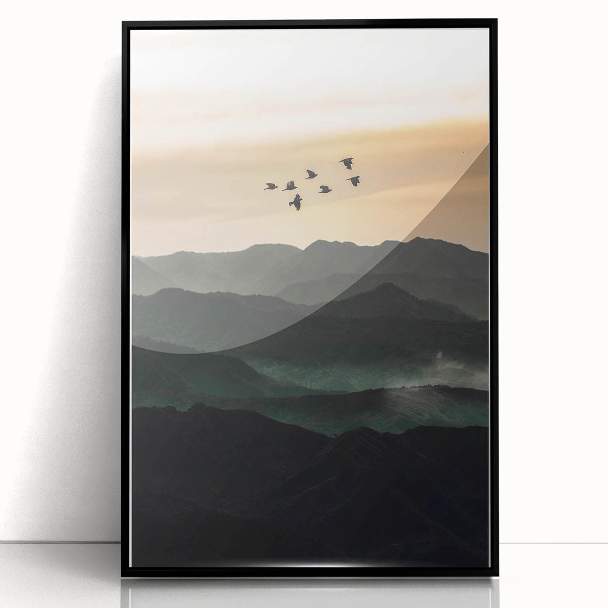 Twilight Flight Over Hills - Rustic Landscape Art