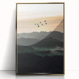 Twilight Flight Over Hills - Rustic Landscape Art