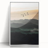 Twilight Flight Over Hills - Rustic Landscape Art