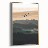 Twilight Flight Over Hills - Rustic Landscape Art