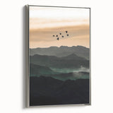 Twilight Flight Over Hills - Rustic Landscape Art