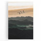 Twilight Flight Over Hills - Rustic Landscape Art