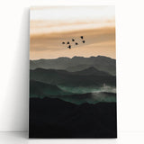 Twilight Flight Over Hills - Rustic Landscape Art