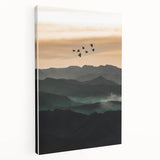 Twilight Flight Over Hills - Rustic Landscape Art