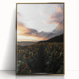 Sunset Sunflower Field - Rustic Floral Landscape Art