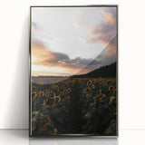 Sunset Sunflower Field - Rustic Floral Landscape Art