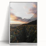 Sunset Sunflower Field - Rustic Floral Landscape Art