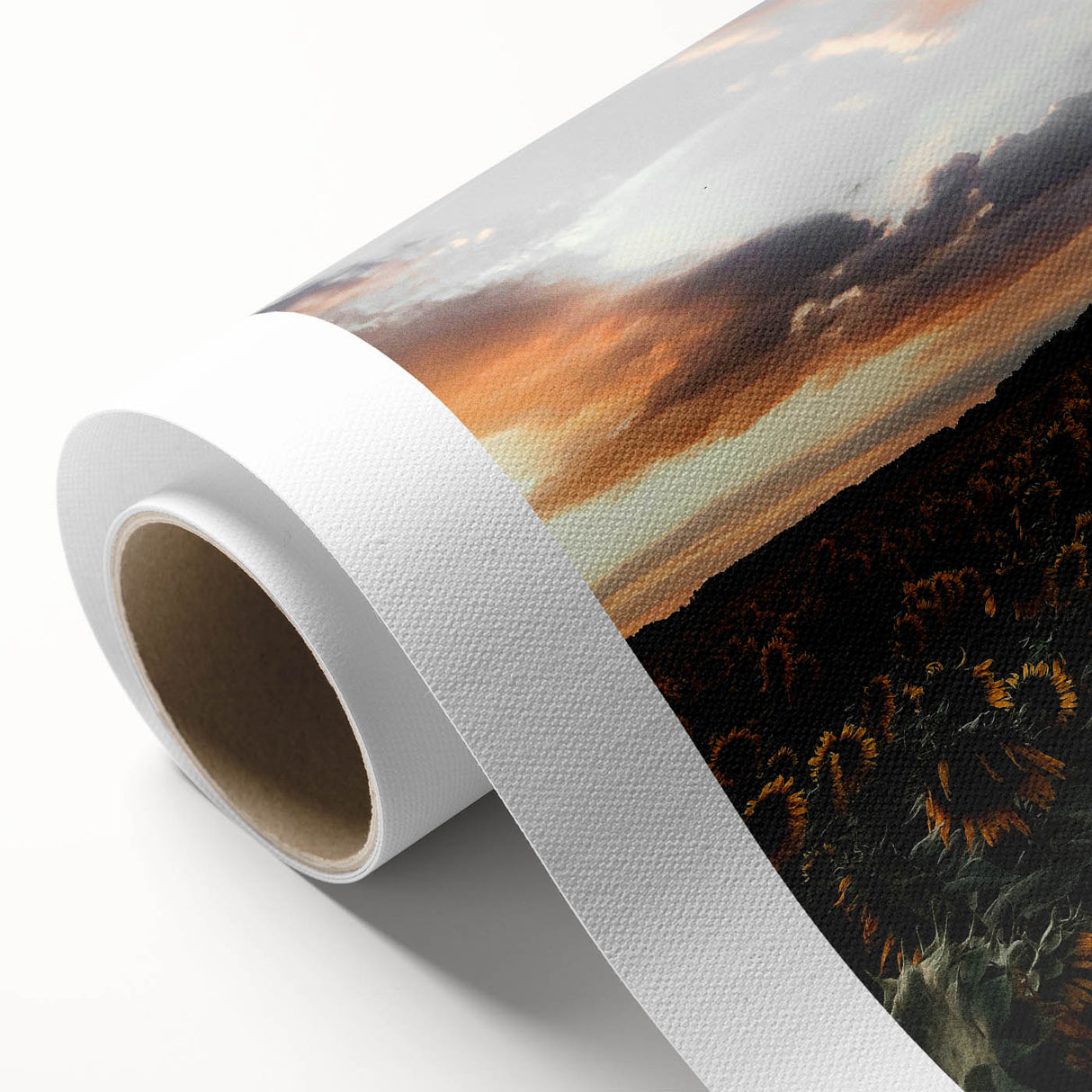 Sunset Sunflower Field - Rustic Floral Landscape Art