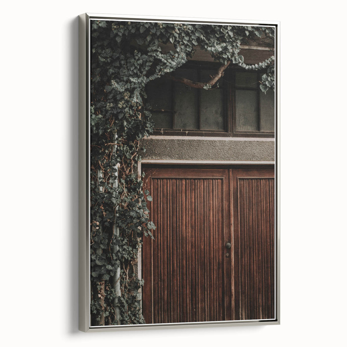 Rustic Wall Art - Ivy-Covered Wooden Door for Farmhouse Decor