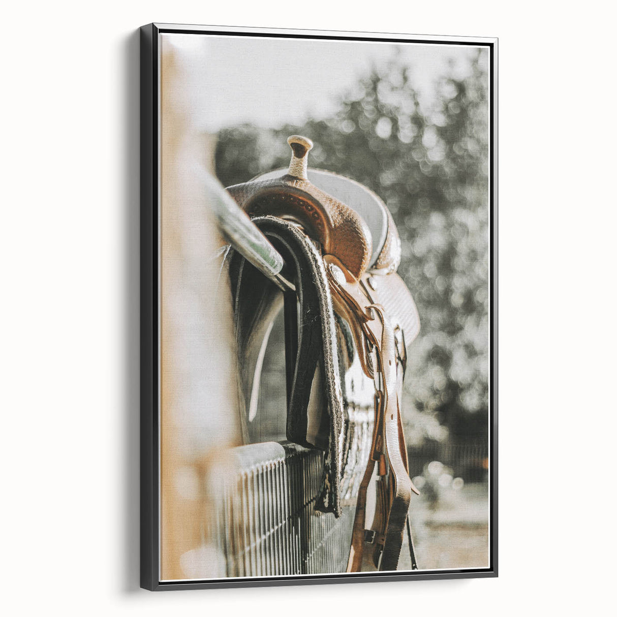 Rustic Wall Art - Saddle on Fence Farmhouse Decor for Rustic Homes