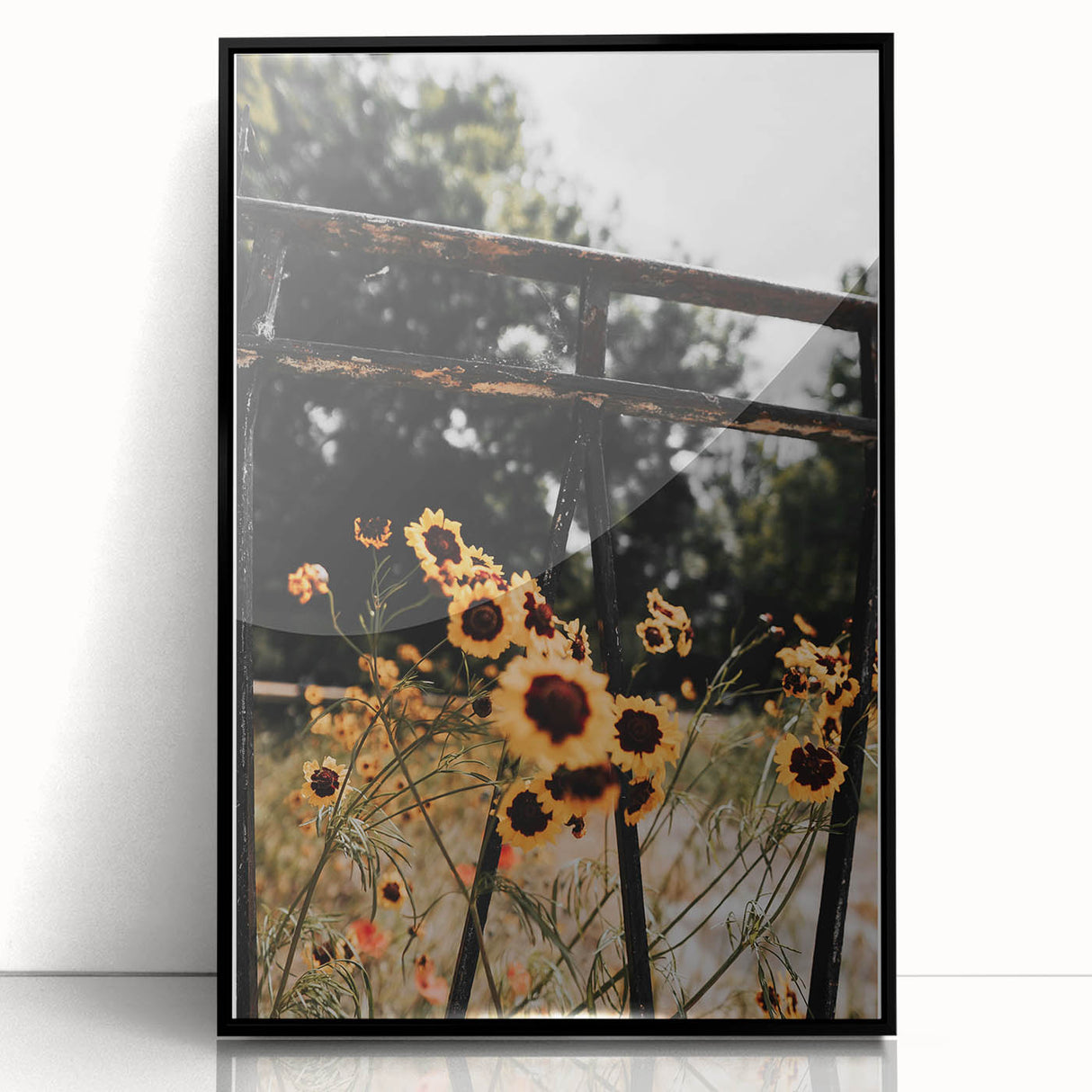 Rustic Wall Art - Wildflowers and Fence Farmhouse Decor for Rustic Homes