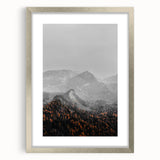 Rustic Wall Art - Mountain Range in Autumn Farmhouse Decor for Homes