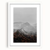 Rustic Wall Art - Mountain Range in Autumn Farmhouse Decor for Homes