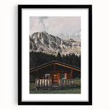 Mountain Cabin Retreat - Rustic Landscape Art Print
