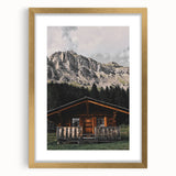 Mountain Cabin Retreat - Rustic Landscape Art Print