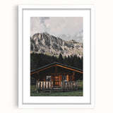 Mountain Cabin Retreat - Rustic Landscape Art Print