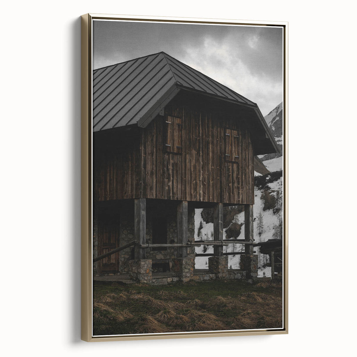Alpine Barn Retreat - Rustic Mountain Art Print