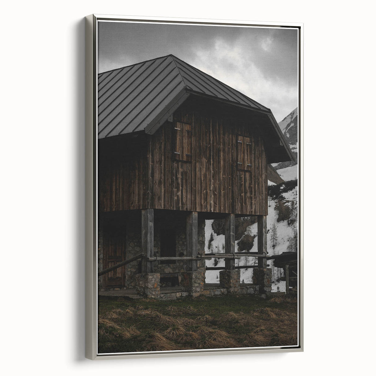Alpine Barn Retreat - Rustic Mountain Art Print