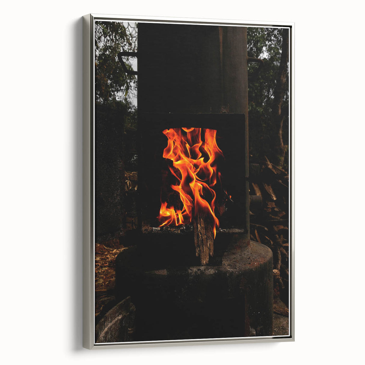 Vivid Flames - Rustic Fire Pit Art Print