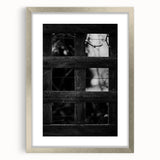 Rustic Wall Art: Black & White Wooden Lattice – Farmhouse Decor Print"